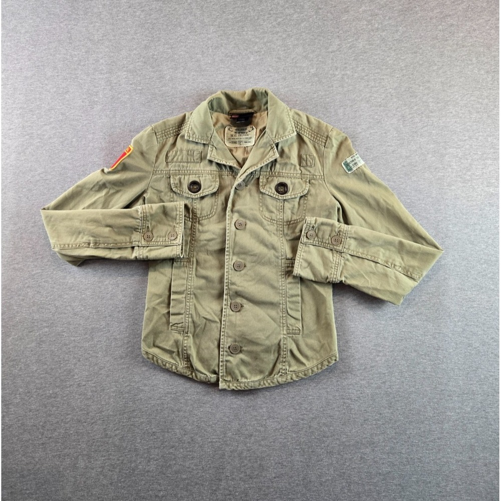 Vintage Diesel Jacket Womens XS Army Green "Return of Ice Crusaders" Patches Y2K